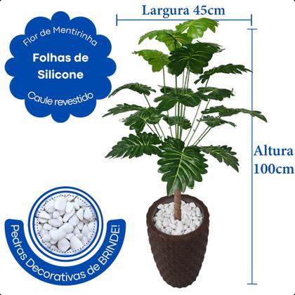 Imagem de Bananinha Artificial Folhas Verdes Grande Vaso Decoração