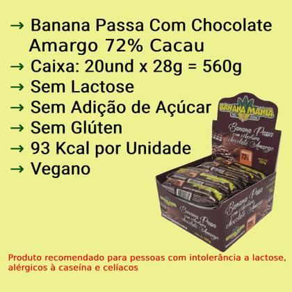 Imagem de Bananinha Com Chocolate Amargo Sem Glúten Sem Lactose 72% Cacau 20x28g