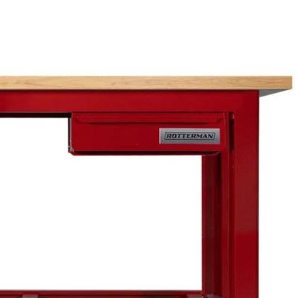 Imagem de Bancada aberta 1500 x 600 mm com 1 gaveta tampo de madeira pinus - RLL-200 (Vermelho)