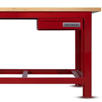 Imagem de Bancada aberta 1500 x 600 mm com 1 gaveta tampo de madeira pinus - RLL-200 (Vermelho)