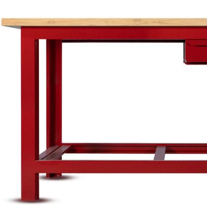 Imagem de Bancada aberta 1500 x 600 mm com 1 gaveta tampo de madeira pinus - RLL-200 (Vermelho)