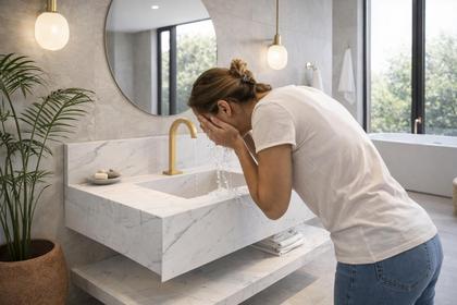 Imagem de Bancada Banheiro Porcelanato 80cm Com Válvula Oculta Branco Cor:Branco