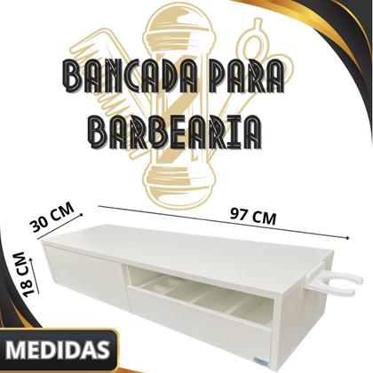 Imagem de Bancada Console Barbearia Em Mdf Com Porta Maquinas E Pentes