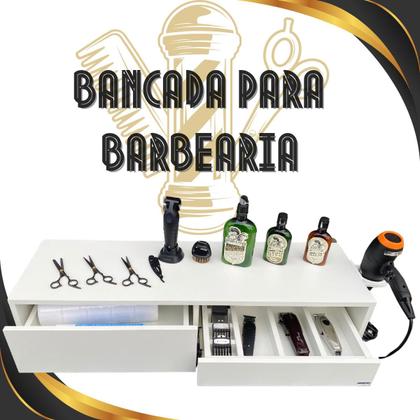 Imagem de Bancada Console Barbearia Em Mdf Com Porta Maquinas E Pentes