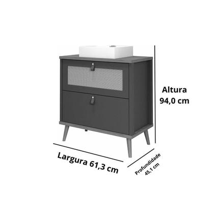 Imagem de Bancada de Banheiro Balcão Vêneto 1 Porta e 1 Gaveta c/ Cuba 60cm Cappuccino/Freijo - MGM
