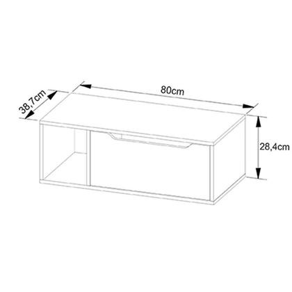 Imagem de Bancada de Banheiro Suspenso BN3644 s/ Cuba c/ 1 Porta 80cm Branco - Tecno Mobili