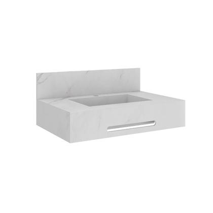 Imagem de Bancada de Porcelanato para Banheiro com Toalheiro e Cuba Esculpida 70cm Ripy Yescasa Branco/Calacata