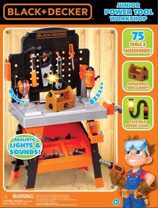 Imagem de Bancada de trabalho Black+Decker Kids com 75 ferramentas e acessórios de brinquedo realistas