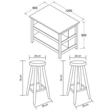 Imagem de Bancada gourmet ilha Cozinha+ kit luz+2 Banq. Ditália CD1019