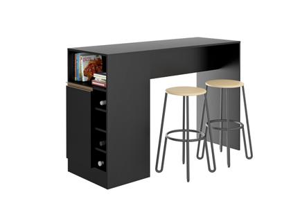 Imagem de Bancada Gourmet Ilha de Cozinha Americana 136x92cm 1 Porta Nicho Adega Preto