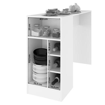 Imagem de Bancada Gourmet para Cozinha de 136,5 cm c/ 1 Porta e Nichos