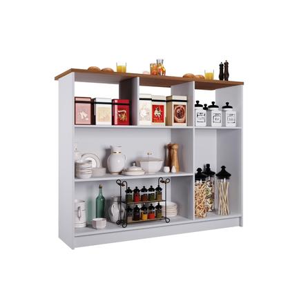 Imagem de Bancada Ilha 3 Portas 1,20 Com Nicho 6206 Branco com Freijó  - Rede Móveis