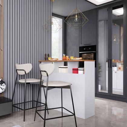 Imagem de Bancada Ilha 3 Portas 1,20 Com Nicho 6206 Branco com Freijó  - Rede Móveis