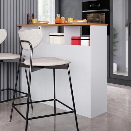 Imagem de Bancada Ilha 3 Portas 1,20 Com Nicho 6206 Branco com Freijó  - Rede Móveis