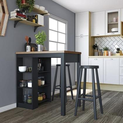 Imagem de Bancada Ilha Cozinha 3 Prateleiras 90x60 cm CD1022 Dtall Preto