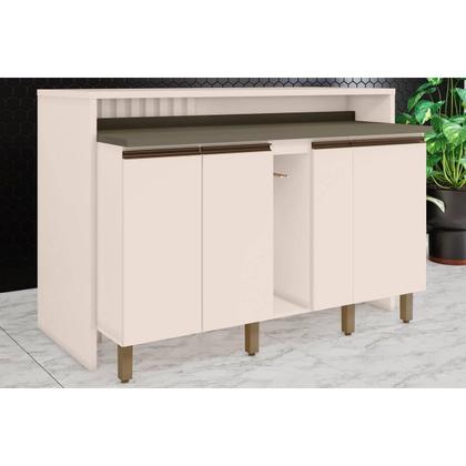 Imagem de Bancada Ilha Cozinha Balcão Gourmet Connect c/ 3 Portas 145cm - Henn Duna/Cristal - Henn