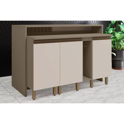 Imagem de Bancada Ilha Cozinha Gourmet Connect c/ 3 Portas 145cm Off White - Henn