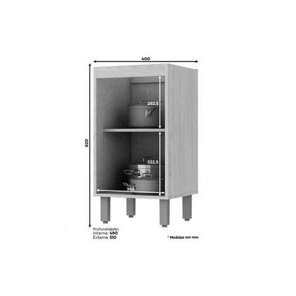 Imagem de Bancada Ilha Cozinha Gourmet Connect c/ 3 Portas 145cm Off White - Henn