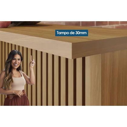 Imagem de Bancada Ilha Cozinha Painel Gourmet Imperatriz Ripado 120cm Freijó - Nesher