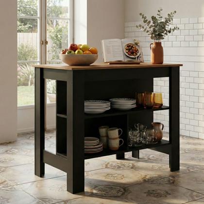 Imagem de Bancada Mesa de Cozinha Gourmet Menu Móveis Preto