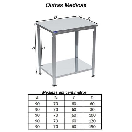 Imagem de Bancada Mesa Inox Industrial Paneleiro Liso 90x60x60 G97