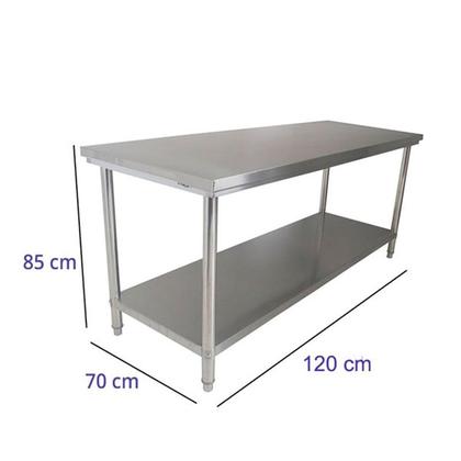 Imagem de Bancada Mesa Total Inox 120x70cm Industrial Com Prateleira