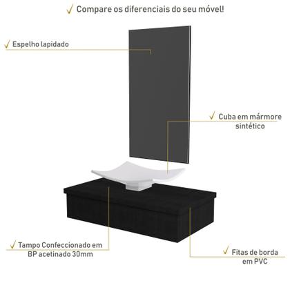 Imagem de Bancada Metrópole 801w 80cm C/cuba F44 e Espelheira