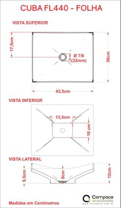 Imagem de Bancada Metrópole 806w 80cm C/cuba F44 e Espelheira