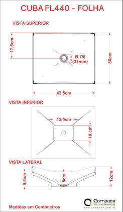 Imagem de Bancada Metrópole 806w 80cm C/cuba F44 e Espelheira