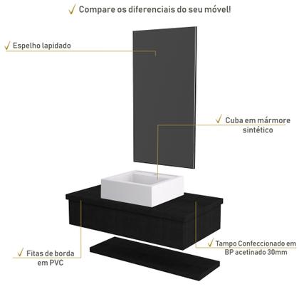 Imagem de Bancada Metrópole 806w 80cm C/Cuba Q39 e Espelheira