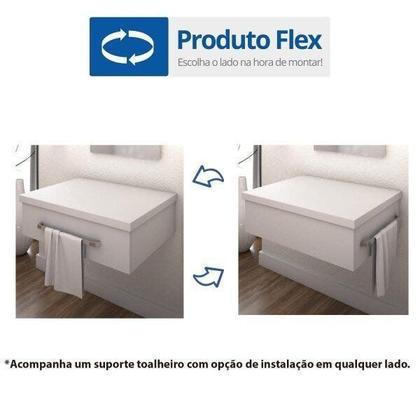 Imagem de Bancada para Banheiro 80cm com Cuba Aria RT41 Prateleira e Espelheira 806W Metrópole Marrom/Carvalho