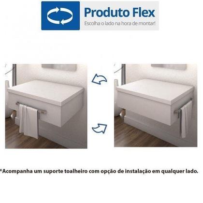 Imagem de Bancada para Banheiro Cuba Abaulada L42 com Prateleira 605W Metrópole Marrom/Carvalho Dark