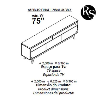 Imagem de Bancada Para Sala ou Quarto de TV até 75" Polegadas Estilo Minimalista