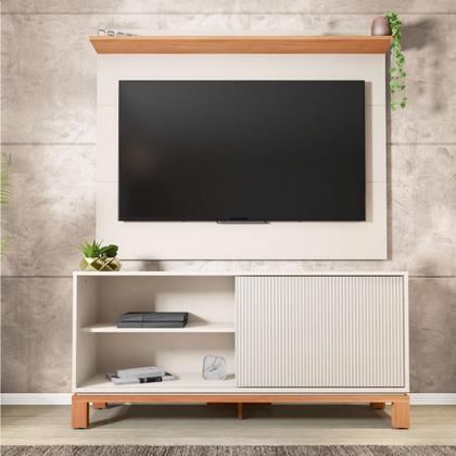 Imagem de Bancada Rack Com Painel Para Tv Até 45 Polegadas Jace Bege