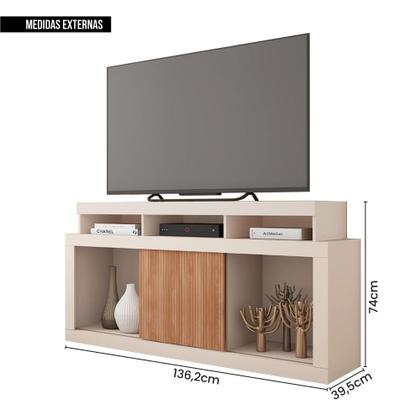 Bancada Rack Para TV até 55 Polegadas Marrom Frost Caemmun Imagem de Bancada Rack Para TV até 55 Polegadas Marrom Frost Caemmun