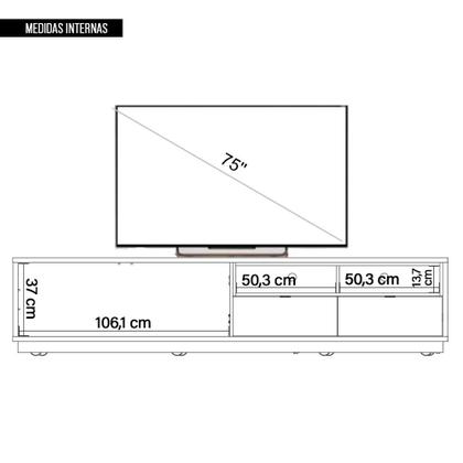 Imagem de Bancada Rack Tv Até 75 Polegadas 2 Portas New Renda Caemmun
