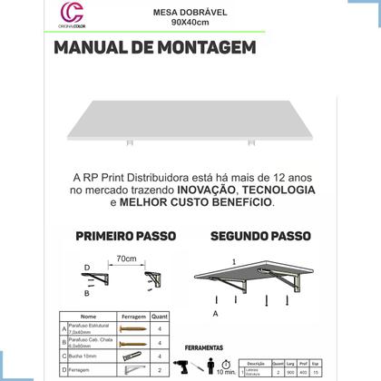 Imagem de Bancada Retrátil Branca De Parede Quadrada Escritório 90x40