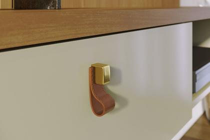Imagem de Bancada Suspensa com Painel Íris com Frisos Lateral 1 Porta Basculante - Cumaru/Opala Madetec