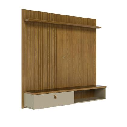 Imagem de Bancada Suspensa com Painel Íris com Frisos Lateral 1 Porta Basculante - Cumaru/Opala Madetec