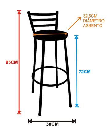 Imagem de Banco Banqueta Alta com Encosto Chapa Preta Assento Preto