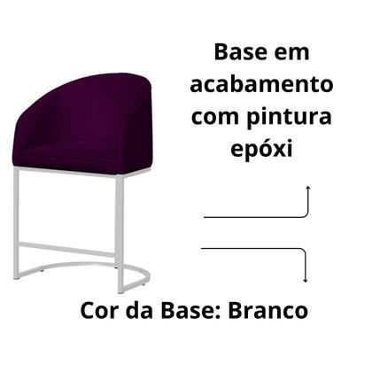 Imagem de Banco Banqueta Alta Poltrona Mia Base de Metal Branca Veludo