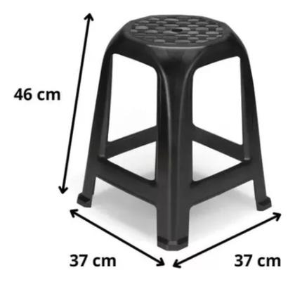 Imagem de Banco Banqueta Plástico Preto Plasnorthon 46 Cm Cor Preta