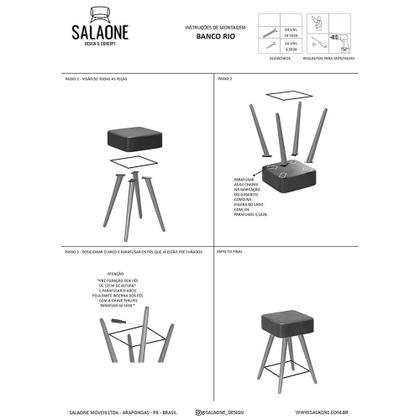 Imagem de Banco Banqueta Rio Baixa 50cm material sintético - Salaone 