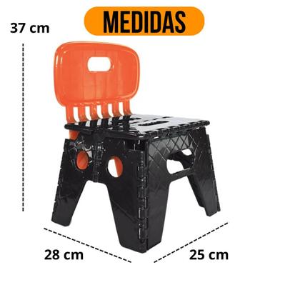 Imagem de Banco Banquinho com Encosto Dobrável de Plástico Resistente