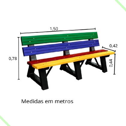 Imagem de Banco Colorido em Madeira Plástica - 03 Lugares