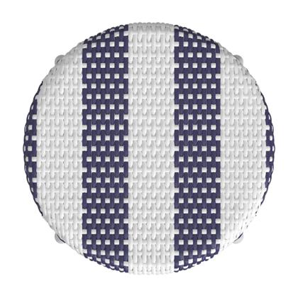 Imagem de Banco de bar Offex Transitional Round Rattan azul e branco