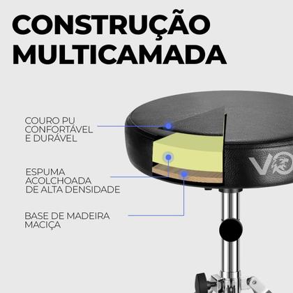 Imagem de Banco de Bateria Metal Cromado Voik B950 Regulável Até 150kg