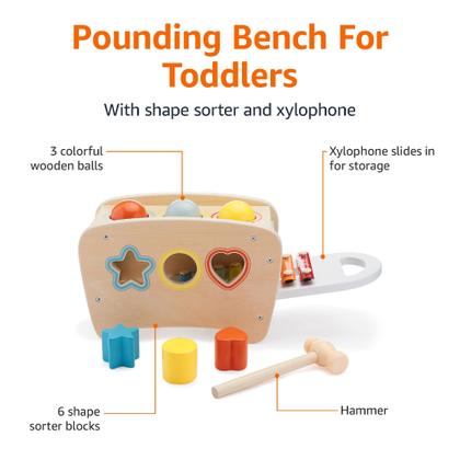 Imagem de Banco de brinquedos Pounding and Hammering Amazon Basics para crianças pequenas