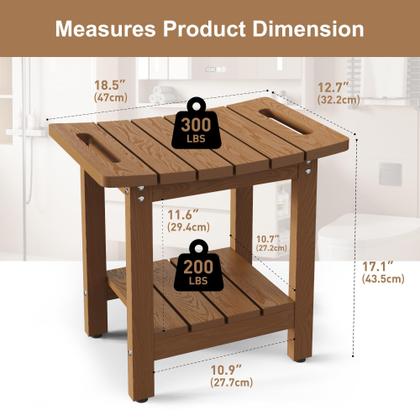Imagem de Banco de chuveiro Oridom HIPS com prateleira de armazenamento impermeável marrom