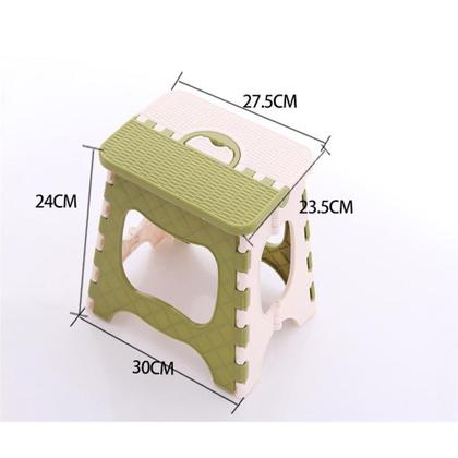 Imagem de Banco De Dobrável Pequeno Plástico Cadeira Cadeirinha Resistente Multiuso Banquinho Com Alça